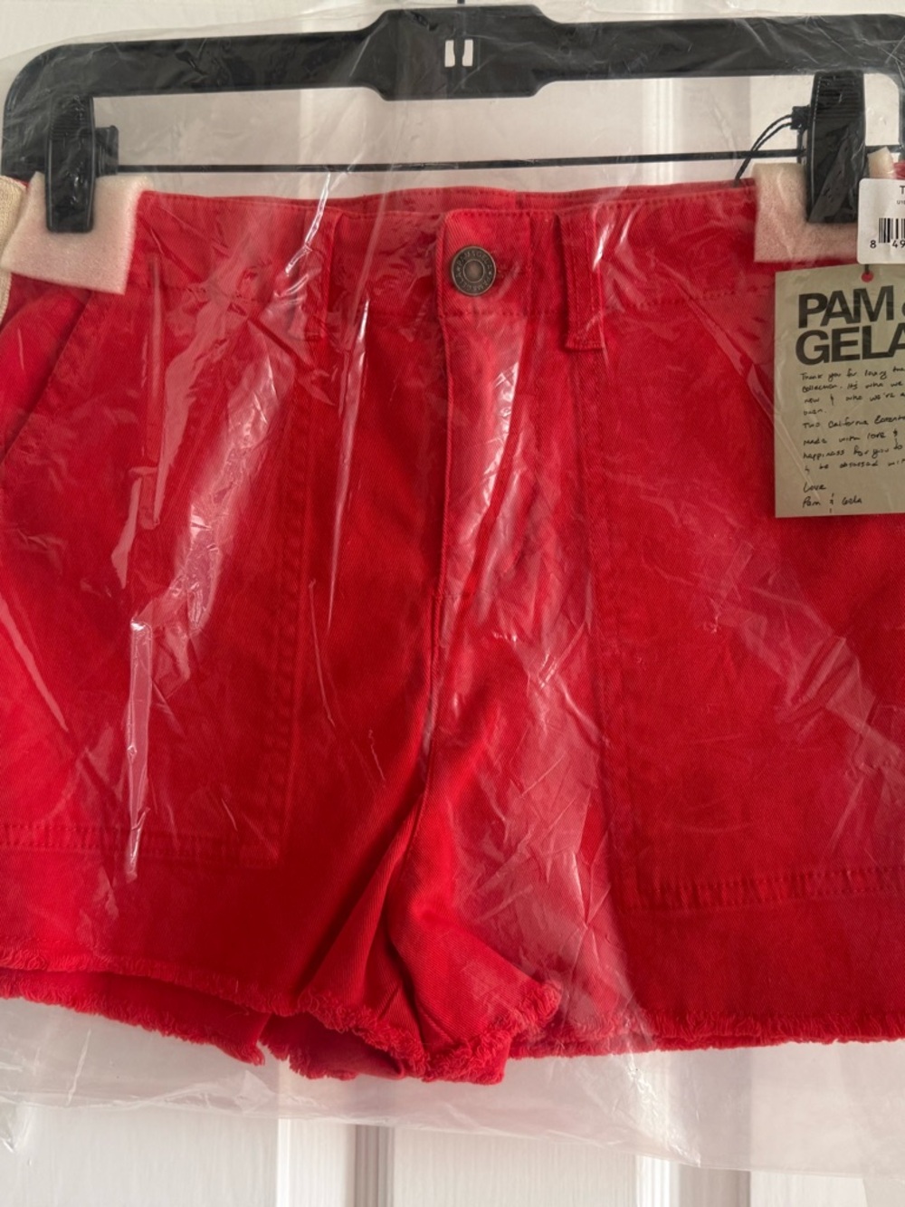 Pam & Gela Lace-Up Detail Shorts Red Size 28 NWT